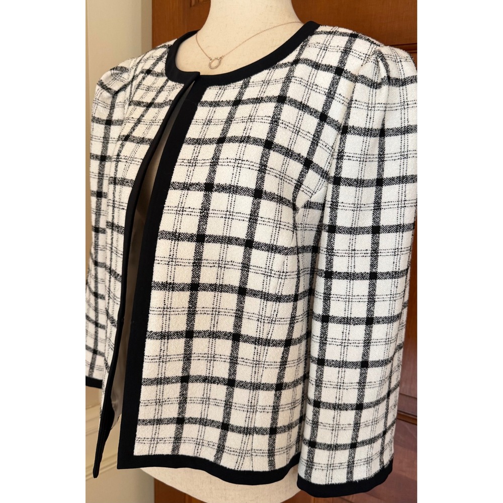Nine West Open Front Blazer Women's Size 16 Black/White Business Casual Career - Picture 3 of 13